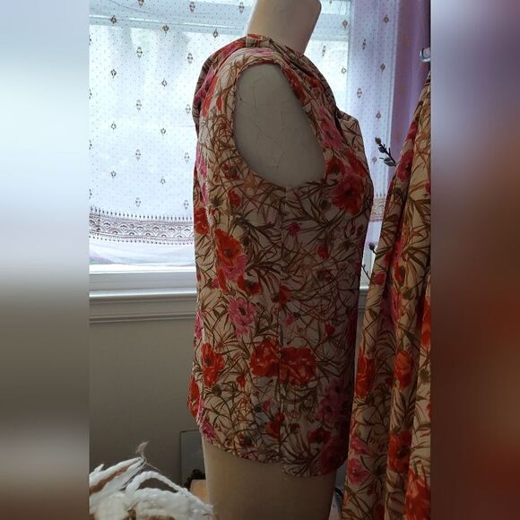 VINTAGE Two Piece Long Floral Maxi Skirt Matching Blouse & Belt Size S - Picture 7 of 16